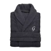 Linum Home Textiles Personalized Herringbone Weave Bathrobe Unisex Adult Long Sleeve Long Length Robe In Gray