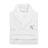 Linum Home Textiles Personalized Herringbone Weave Bathrobe Unisex Adult Long Sleeve Long Length Robe In White