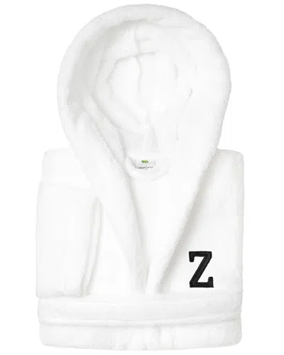 Linum Home Textiles Personalized Linum Kids Large Super Plush Hooded Bathrobe  With Black Bookman Fo In White