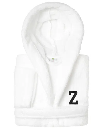 LINUM HOME TEXTILES LINUM HOME TEXTILES PERSONALIZED LINUM KIDS MEDIUM SUPER PLUSH HOODED BATHROBE  WITH BLACK BOOKMAN F