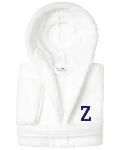 LINUM HOME TEXTILES LINUM HOME TEXTILES PERSONALIZED LINUM KIDS MEDIUM SUPER PLUSH HOODED BATHROBE  WITH NAVY BOOKMAN FO