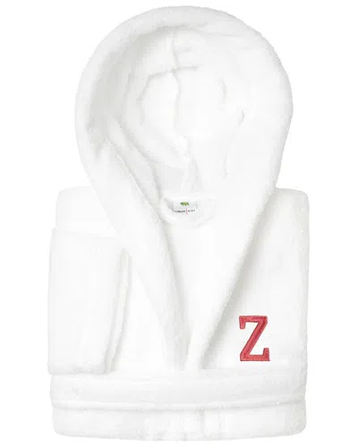 Linum Home Textiles Personalized Linum Kids Medium Super Plush Hooded Bathrobe  With Pink Bookman Fo In White
