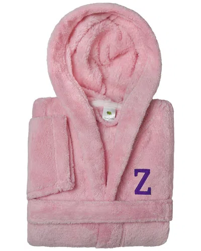 LINUM HOME TEXTILES LINUM HOME TEXTILES PERSONALIZED LINUM KIDS MEDIUM SUPER PLUSH HOODED BATHROBE  WITH PURPLE BOOKMAN 