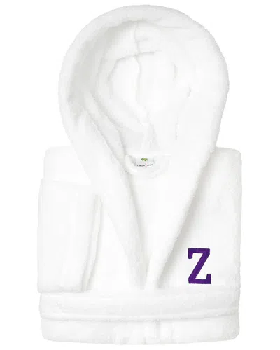 LINUM HOME TEXTILES LINUM HOME TEXTILES PERSONALIZED LINUM KIDS MEDIUM SUPER PLUSH HOODED BATHROBE  WITH PURPLE BOOKMAN 