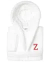 Linum Home Textiles Personalized Linum Kids Small Super Plush Hooded Bathrobe With Pink Bookman Font In White