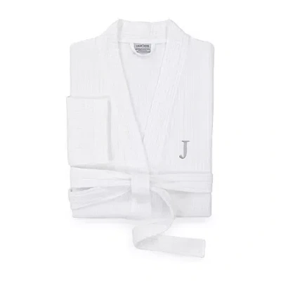Linum Home Textiles Personalized Smyrna Bathrobe Unisex Adult Long Sleeve Long Length Robe In White