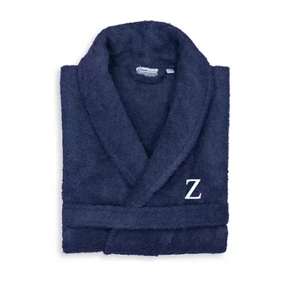 Linum Home Textiles Personalized Terry Bathrobe Unisex Adult Terry Cloth Long Sleeve Long Length Robe In Blue