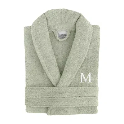 Linum Home Textiles Personalized Terry Bathrobe Unisex Adult Terry Cloth Long Sleeve Long Length Robe In Green