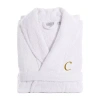 Linum Home Textiles Personalized Terry Bathrobe Unisex Adult Terry Cloth Long Sleeve Long Length Robe In White