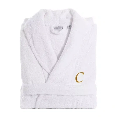 Linum Home Textiles Personalized Terry Bathrobe Unisex Adult Terry Cloth Long Sleeve Long Length Robe In White