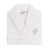 Linum Home Textiles Personalized Waffle Weave Bathrobe Unisex Adult Waffle Long Sleeve Long Length Robe In White