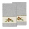 Linum Home Textiles Pierre Embellished 2-pc. Embellished Floral Bath Towel In Gray