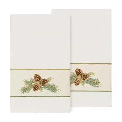 Linum Home Textiles Pierre Embellished 2-pc. Embellished Floral Bath Towel In Sand