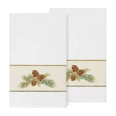 Linum Home Textiles Pierre Embellished 2-pc. Embellished Floral Bath Towel In White