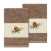 Linum Home Textiles Pierre Embellished 2-pc. Embellished Hand Towel In Brown