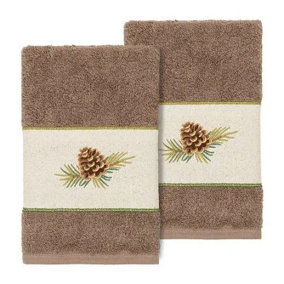 Linum Home Textiles Pierre Embellished 2-pc. Embellished Hand Towel In Brown