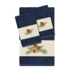 Linum Home Textiles Pierre Embellished 3-pc. Bath Towel Set In Blue