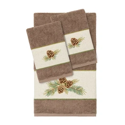 Linum Home Textiles Pierre Embellished 3-pc. Bath Towel Set In Brown