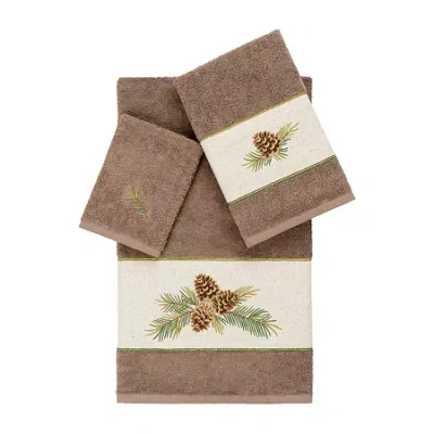 Linum Home Textiles Pierre Embellished 3-pc. Bath Towel Set In Brown