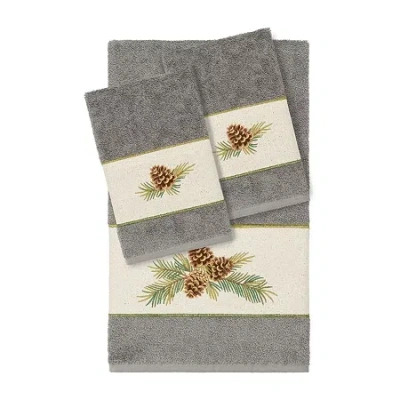 Linum Home Textiles Pierre Embellished 3-pc. Bath Towel Set In Gray