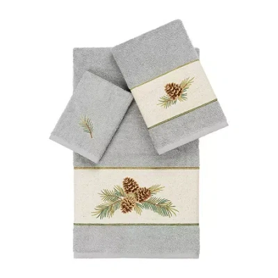 Linum Home Textiles Pierre Embellished 3-pc. Bath Towel Set In Gray