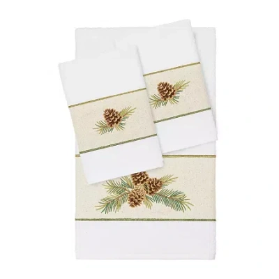 Linum Home Textiles Pierre Embellished 3-pc. Bath Towel Set In White