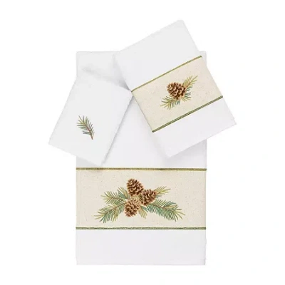 Linum Home Textiles Pierre Embellished 3-pc. Bath Towel Set In White
