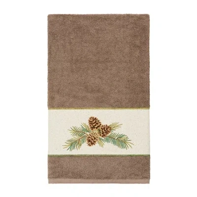 Linum Home Textiles Pierre Embellished Embellished Floral Bath Towel In Brown
