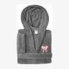 Linum Home Textiles Plush Bow Little & Big Girls Long Sleeve Bathrobe In Gray