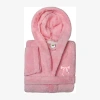 Linum Home Textiles Plush Bow Little & Big Girls Long Sleeve Bathrobe In Pink