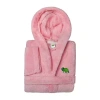Linum Home Textiles Plush Turtle Kids Bathrobe Unisex Long Sleeve Long Length Robe In Pink