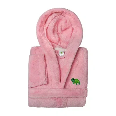 Linum Home Textiles Plush Turtle Kids Bathrobe Unisex Long Sleeve Long Length Robe In Pink