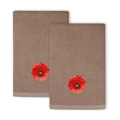 Linum Home Textiles Polly 2-pc. Embellished Fingertip Towel In Brown