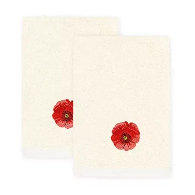 Linum Home Textiles Polly 2-pc. Embellished Fingertip Towel In White