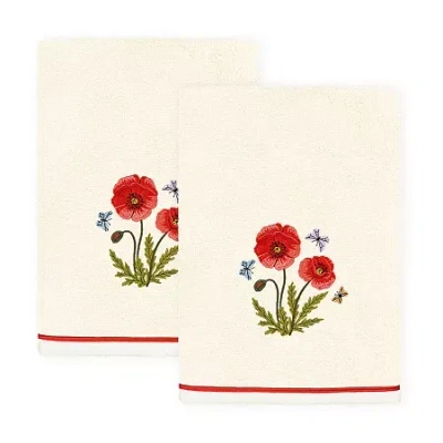 Linum Home Textiles Polly 2-pc. Embellished Floral Bath Towel In White
