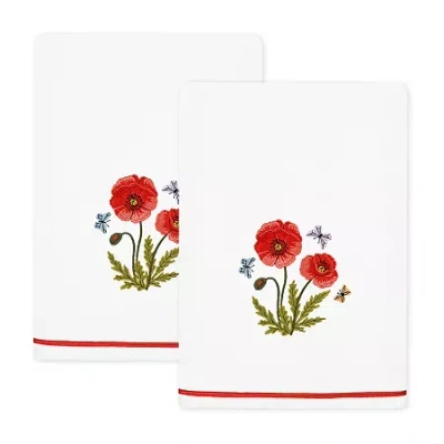 Linum Home Textiles Polly 2-pc. Embellished Floral Bath Towel In Gray