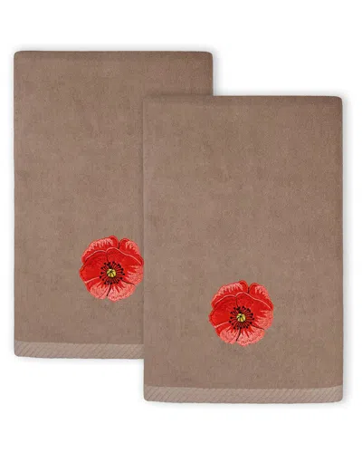 Linum Home Textiles Polly 2pc Embellished Turkish Cotton Fingertip Towel Set