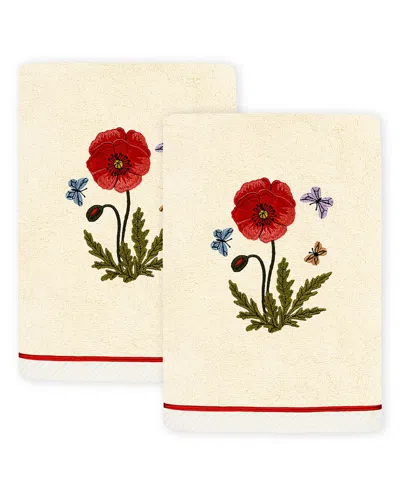 Linum Home Textiles Polly 2pc Embellished Turkish Cotton Hand Towel Set