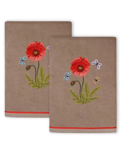 Linum Home Textiles Polly 2pc Embellished Turkish Cotton Hand Towel Set