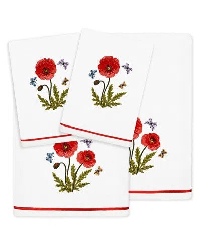 Linum Home Textiles Polly 4pc Embellished Turkish Cotton Towel Set