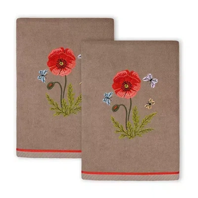 Linum Home Textiles Polly Embellished 2-pc. Embellished Hand Towel In Brown