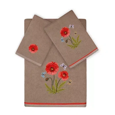 Linum Home Textiles Polly Embellished 3-pc. Bath Towel Set In Brown