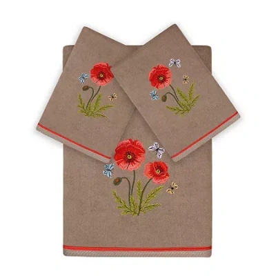 Linum Home Textiles Polly Embellished 3-pc. Bath Towel Set In Brown