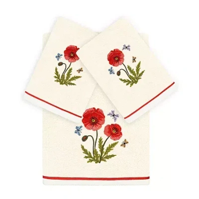 Linum Home Textiles Polly Embellished 3-pc. Bath Towel Set In White
