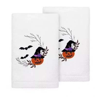 Linum Home Textiles Pumpkin Head 2-pc. Embellished Hand Towel In Sand