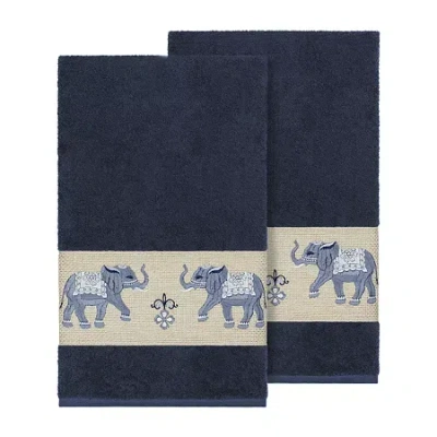 Linum Home Textiles Quinn 2-pc. Embellished Animal Bath Towel In Blue