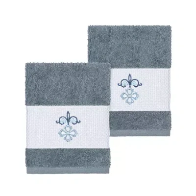 Linum Home Textiles Quinn 2-pc. Embellished Washcloth In Blue