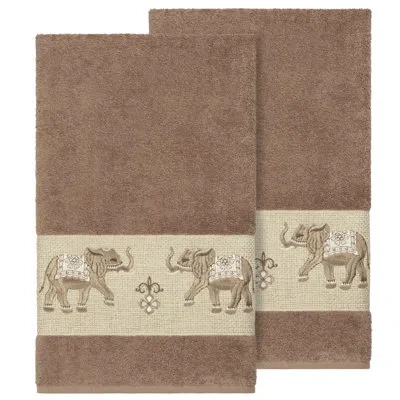 Linum Home Textiles Quinn 2 Piece Turkish Cotton Bath Towel Set In Latte