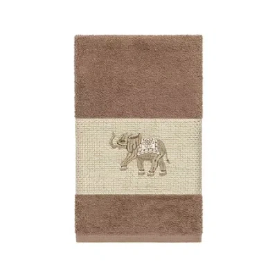Linum Home Textiles Quinn Embellished Hand Towel In Brown