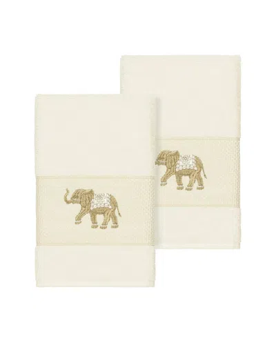 Linum Home Textiles Quinn Turkish Cotton 2pc Embellished Hand Towel Set